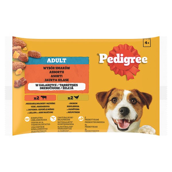Pedigree Mokra karma dla dorosłych psów wybór smaków w galaretce 400 g (4 x 100 g)