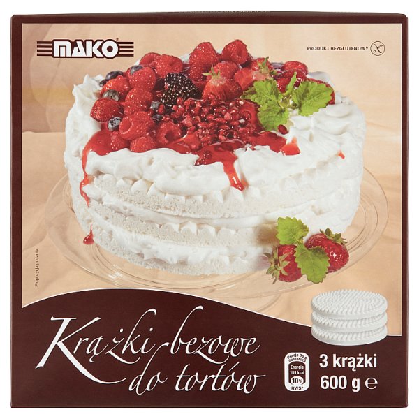 Mako Krążki bezowe do tortów 600 g (3 sztuki)