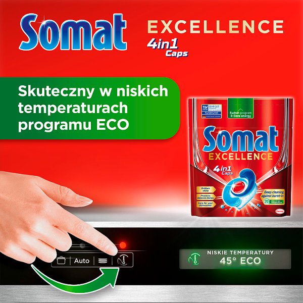 Somat Excellence 4 in 1 Caps Kapsułki do mycia naczyń w zmywarkach 570 g (30 sztuk)
