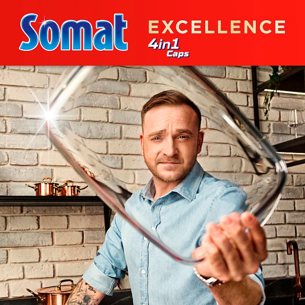 Somat Excellence 4 in 1 Caps Kapsułki do mycia naczyń w zmywarkach 570 g (30 sztuk)