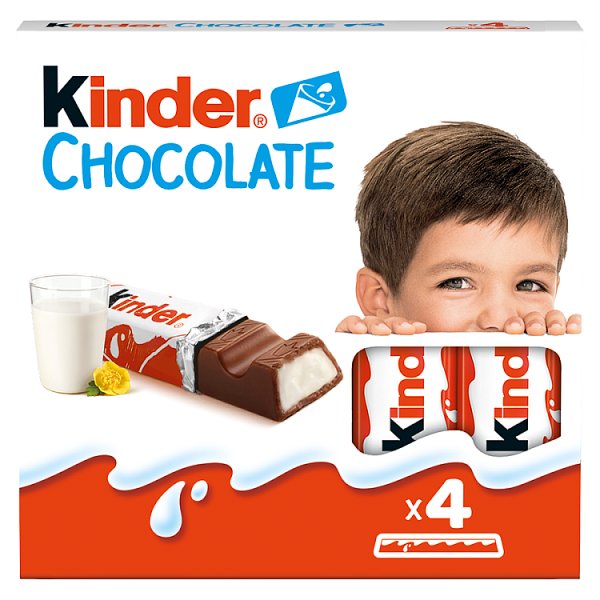 Kinder Chocolate Batonik z mlecznej czekolady z nadzieniem mlecznym 50 g (4 sztuki)