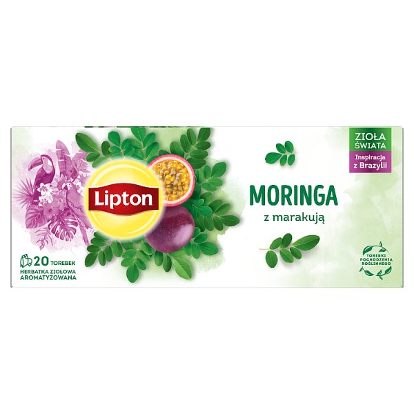 Lipton Herbatka ziołowa aromatyzowana moringa z marakują 18 g (20 torebek)