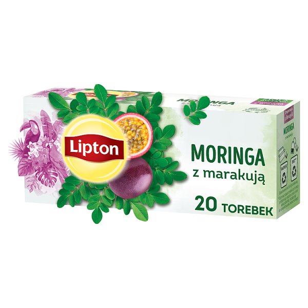 Lipton Herbatka ziołowa aromatyzowana moringa z marakują 18 g (20 torebek)