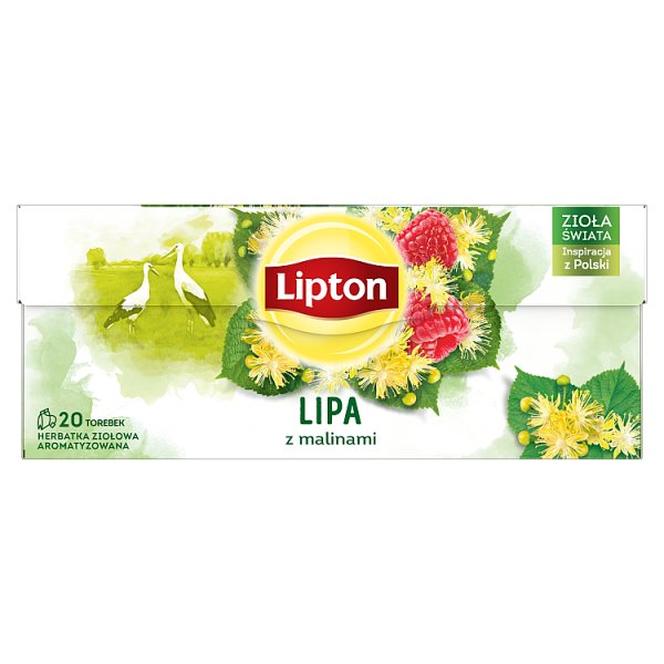 Lipton Herbatka ziołowa aromatyzowana lipa z malinami 18 g (20 torebek)