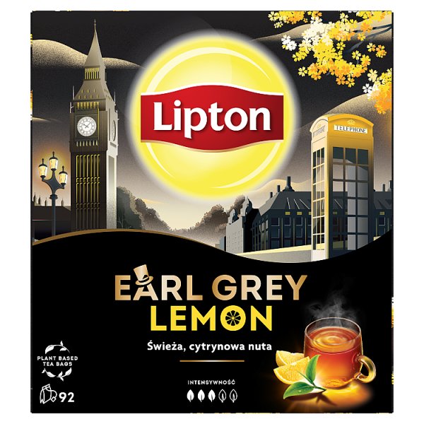 Lipton Earl Grey Lemon Herbata czarna aromatyzowana 184 g (92 torebki)