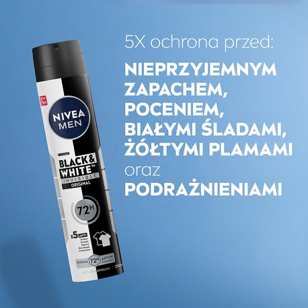 Nivea MEN Black &amp; White Invisible Antyperspirant męski w spray&#039;u 250 ml