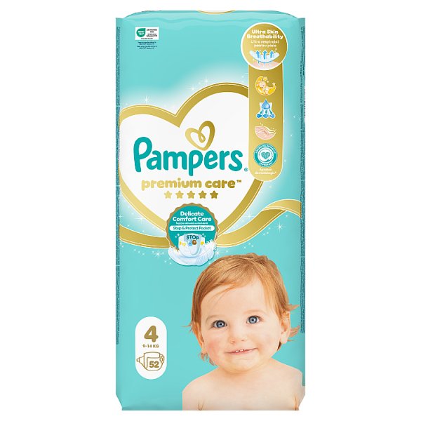 Pampers Premium Care rozmiar 4, 52 pieluszki, 9kg-14kg