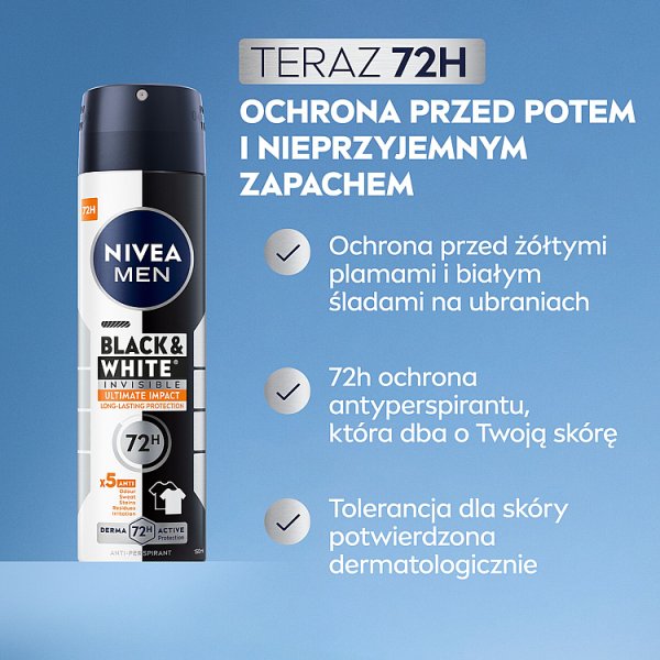 Nivea Black&amp;White Invisible Ultimate Impact Antyperspirant Spray 150 ml