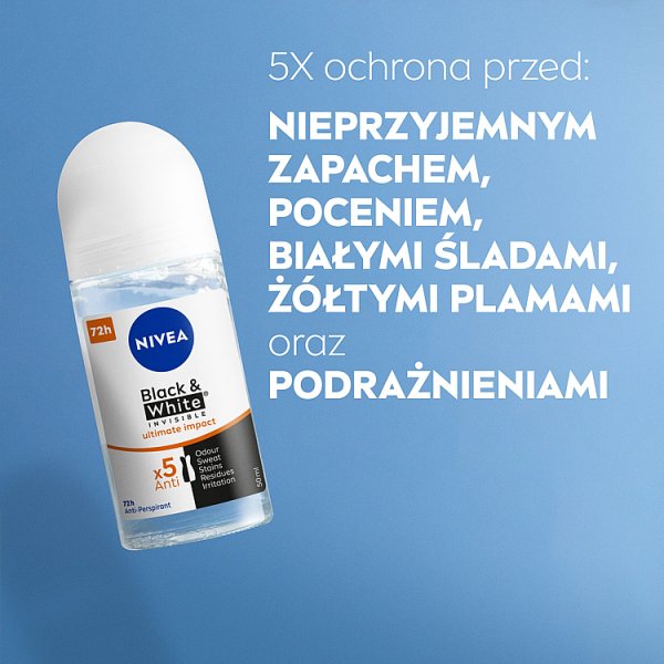 Nivea Black&amp;White Invisible Ultimate Impact Antyperspirant Roll ON 50 ml