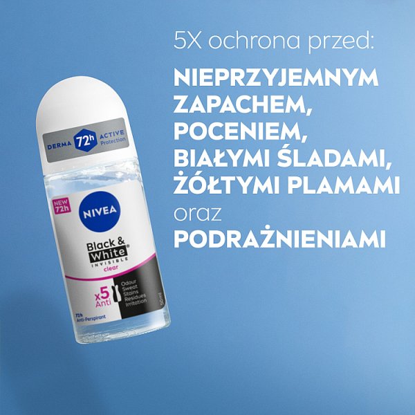 Nivea Black&amp;White Invisible Clear Antyperspirant Roll ON 50 ml