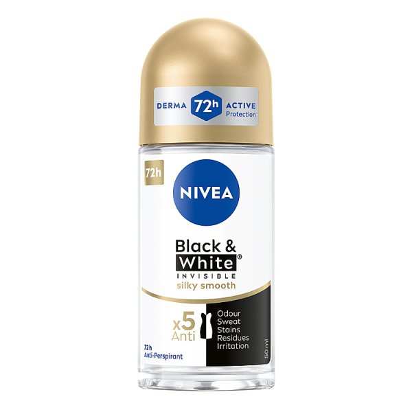 Nivea Black&amp;White Invisible Silky Smooth Antyperspirant Roll ON 50 ml