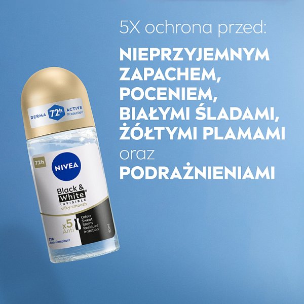 Nivea Black&amp;White Invisible Silky Smooth Antyperspirant Roll ON 50 ml