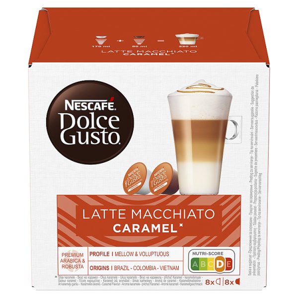 Nescafé Dolce Gusto Latte Macchiato Caramel Palona kawa mielona 145,6 g (8 x 13,2 g i 8 x 5 g)