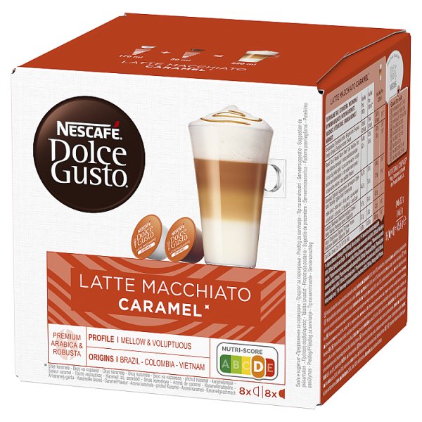 Nescafé Dolce Gusto Latte Macchiato Caramel Palona kawa mielona 145,6 g (8 x 13,2 g i 8 x 5 g)