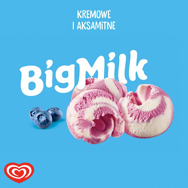 Big Milk Lody o smaku śmietankowo-jagodowym 900 ml