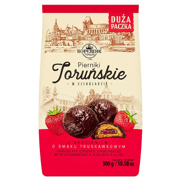 Kopernik Pierniki toruńskie w czekoladzie z nadzieniem o smaku truskawkowym 300 g