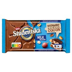 Nestlé Studentská Czekolada mleczna z orzeszkami ziemnymi żelkami i rodzynkami 170 g
