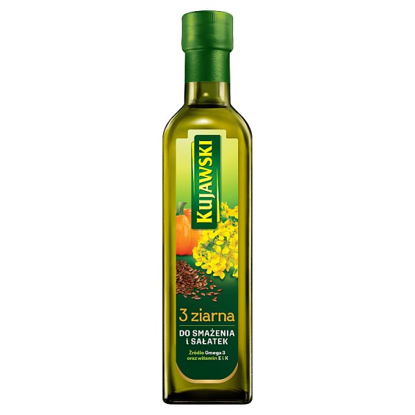 Kujawski 3 ziarna Olej rzepakowy z olejami z lnu i pestek dyni 500 ml