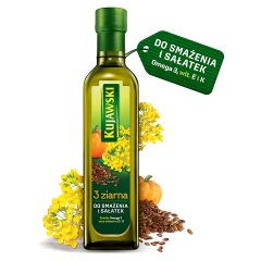 Kujawski 3 ziarna Olej rzepakowy z olejami z lnu i pestek dyni 500 ml