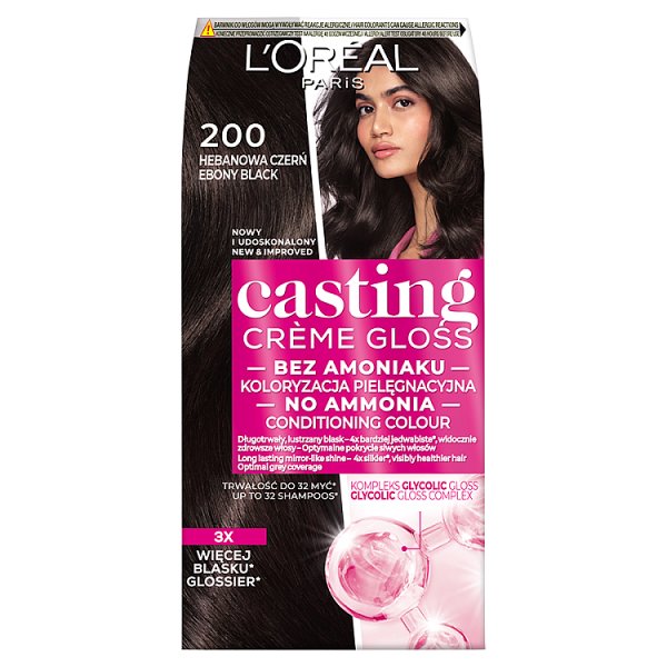 L&#039;Oréal Paris Casting Crème Gloss Krem koloryzujący 200 hebanowa czerń