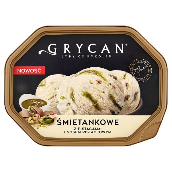 Grycan Lody śmietankowe z pistacjami i sosem pistacjowym 900 ml