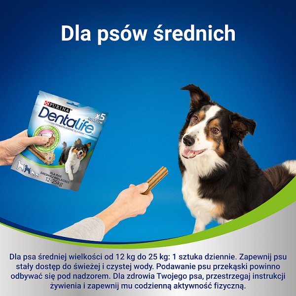 Dentalife Uzupełniająca karma dla dorosłych psów dla ras średniej wielkości 115 g (5 sztuk)