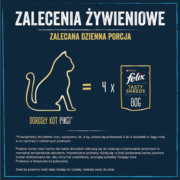 Felix Tasty Shreds Karma dla dorosłych kotów wiejskie smaki w sosie 320 g (4 x 80 g)