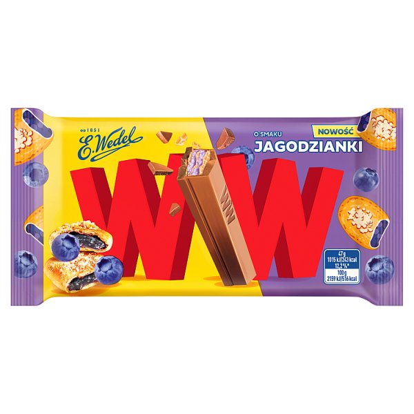 E. Wedel WW Mleczna czekolada &amp; krem o smaku jagodzianki 47 g