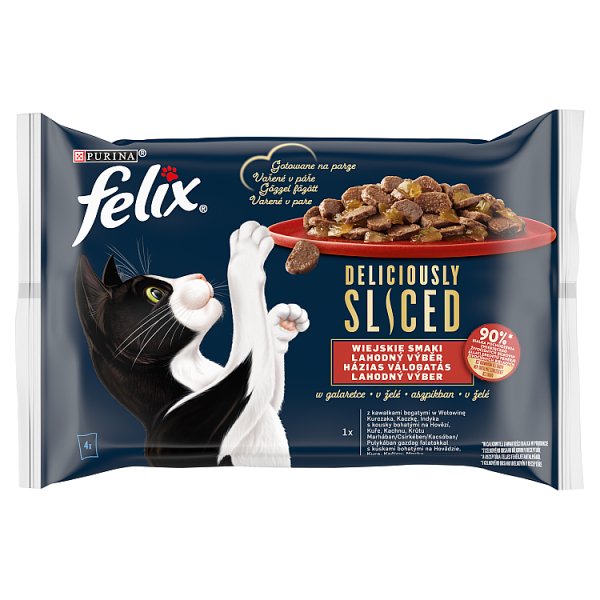 Felix Deliciously Sliced Mokra karma dla kota wiejskie smaki w galaretce 320 g (4 x 80 g)