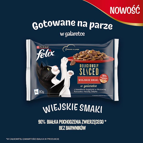 Felix Deliciously Sliced Mokra karma dla kota wiejskie smaki w galaretce 320 g (4 x 80 g)