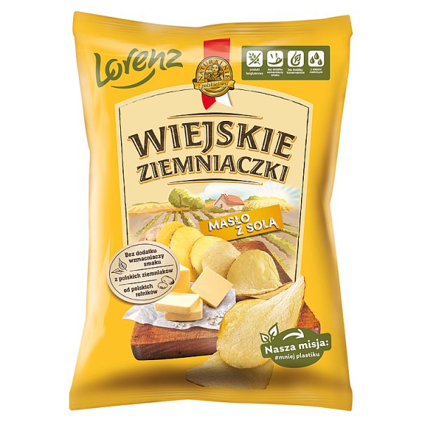 Wiejskie Ziemniaczki Chipsy ziemniaczane masło z solą 130 g