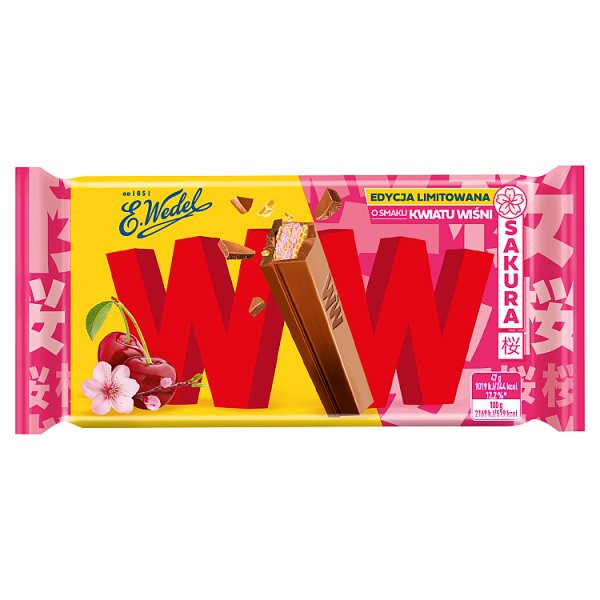 E. Wedel WW Mleczna czekolada &amp; krem o smaku kwiatu wiśni 47 g