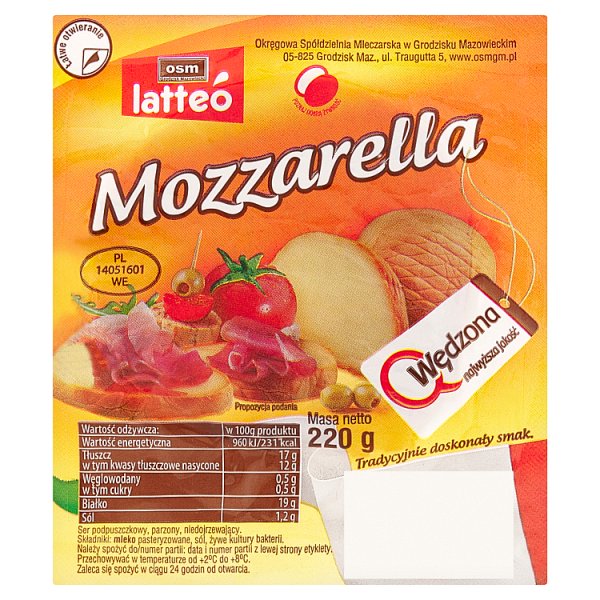 Latteo Mozzarella wędzona 220 g