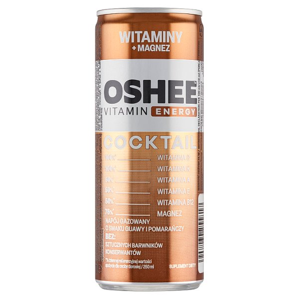Oshee Vitamin Energy Napój gazowany o smaku guawy i pomarańczy 250 ml