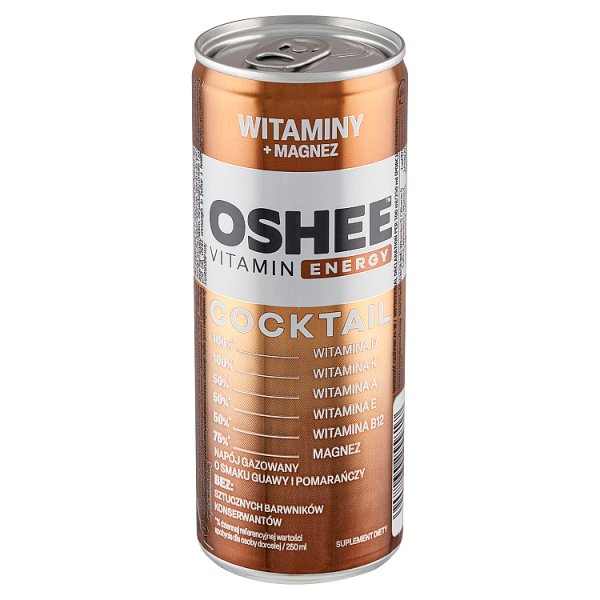 Oshee Vitamin Energy Napój gazowany o smaku guawy i pomarańczy 250 ml