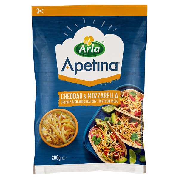 Arla Apetina Ser wiórkowany Cheddar &amp; Mozzarella 200 g