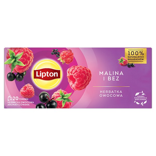 Lipton Herbatka owocowa malina i bez 32 g (20 torebek)