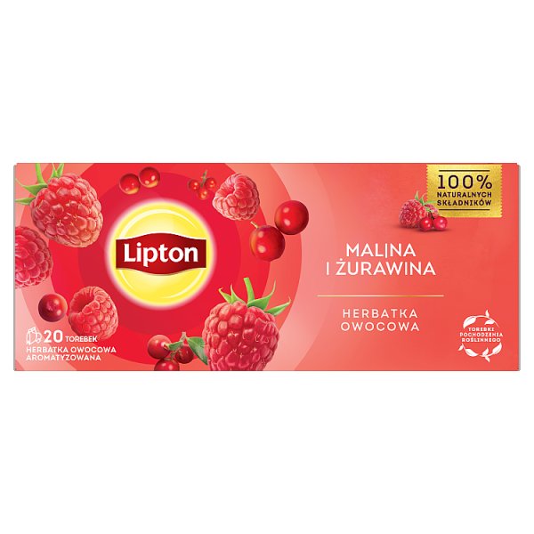 Lipton Herbatka owocowa malina i żurawina 32 g (20 torebek)