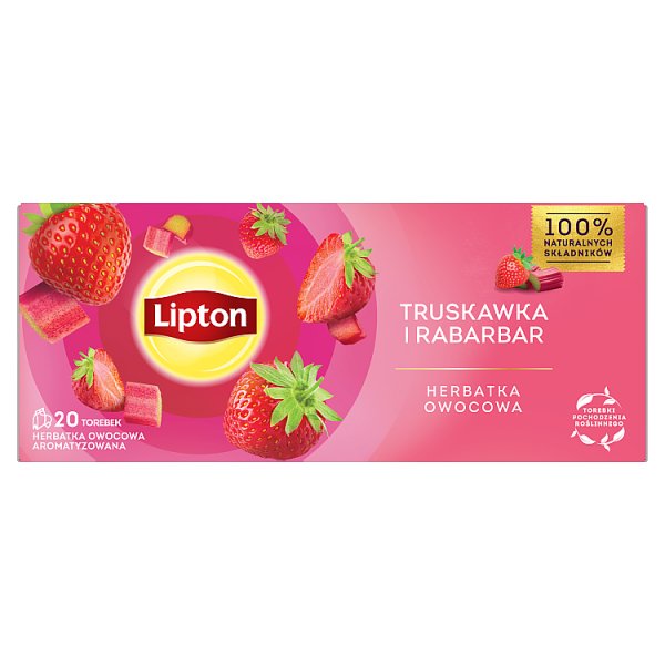 Lipton Herbatka owocowa truskawka i rabarbar 32 g (20 torebek)