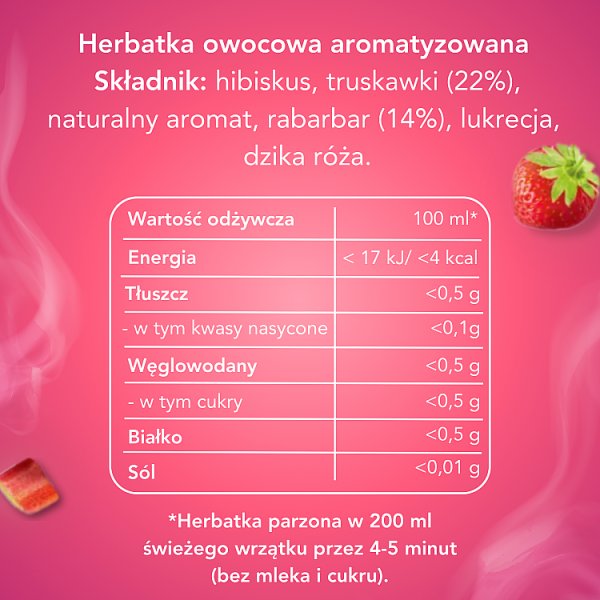 Lipton Herbatka owocowa truskawka i rabarbar 32 g (20 torebek)