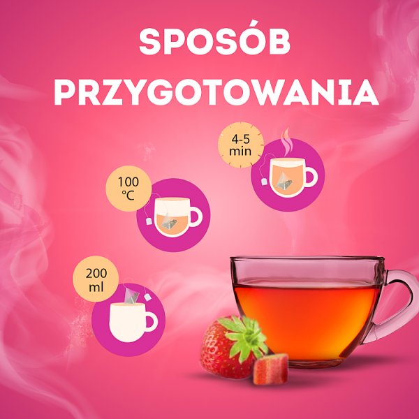 Lipton Herbatka owocowa truskawka i rabarbar 32 g (20 torebek)