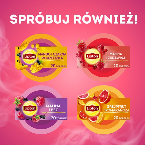 Lipton Herbatka owocowa truskawka i rabarbar 32 g (20 torebek)