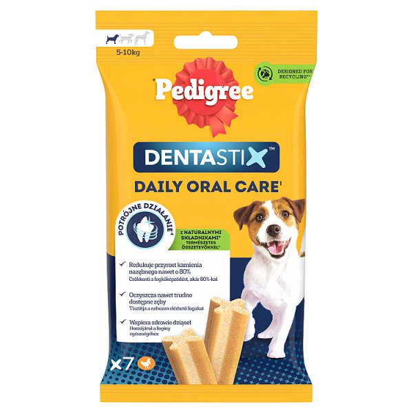 Pedigree DentaStix Karma uzupełniająca dla psów 5-10 kg 110 g (7 sztuk)