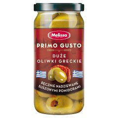 Melissa Primo Gusto Oliwki greckie duże ręcznie nadziewane suszonymi pomidorami 230 g