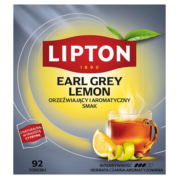 Lipton Earl Grey Lemon Herbata czarna aromatyzowana 184 g (92 torebki)