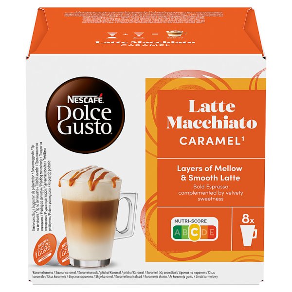 Nescafé Dolce Gusto Latte Macchiato Caramel Palona kawa mielona 145,6 g (8 x 13,2 g i 8 x 5 g)