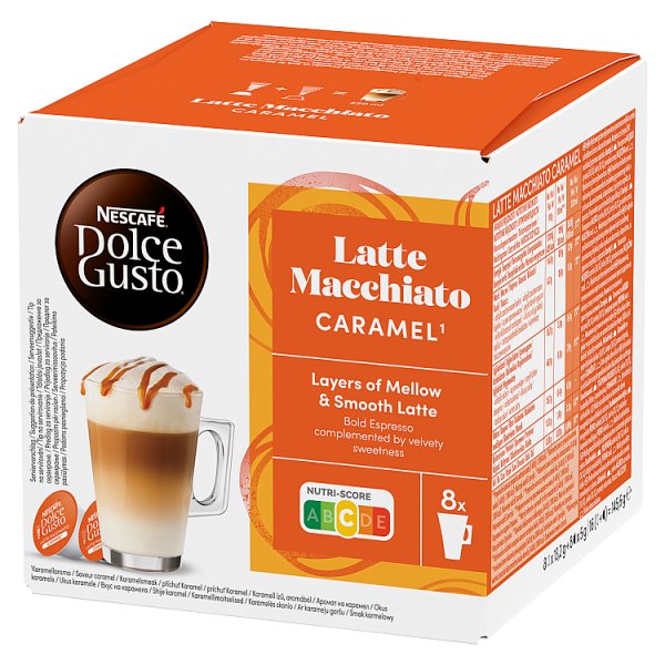 Nescafé Dolce Gusto Latte Macchiato Caramel Palona kawa mielona 145,6 g (8 x 13,2 g i 8 x 5 g)