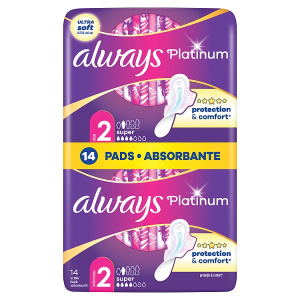 Always Platinum Super (rozmiar 2) Podpaski ze skrzydełkami 14