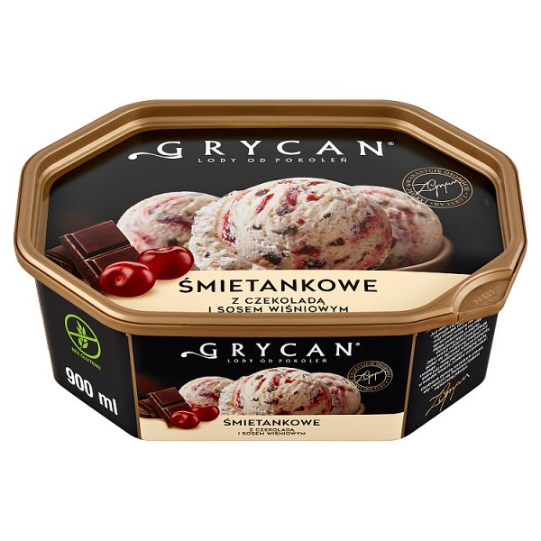 Grycan Lody śmietankowe z czekoladą i sosem wiśniowym 900 ml