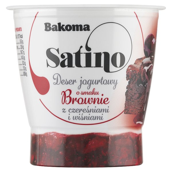 Bakoma Satino Deser jogurtowy o smaku brownie z czereśniami i wiśniami 145 g